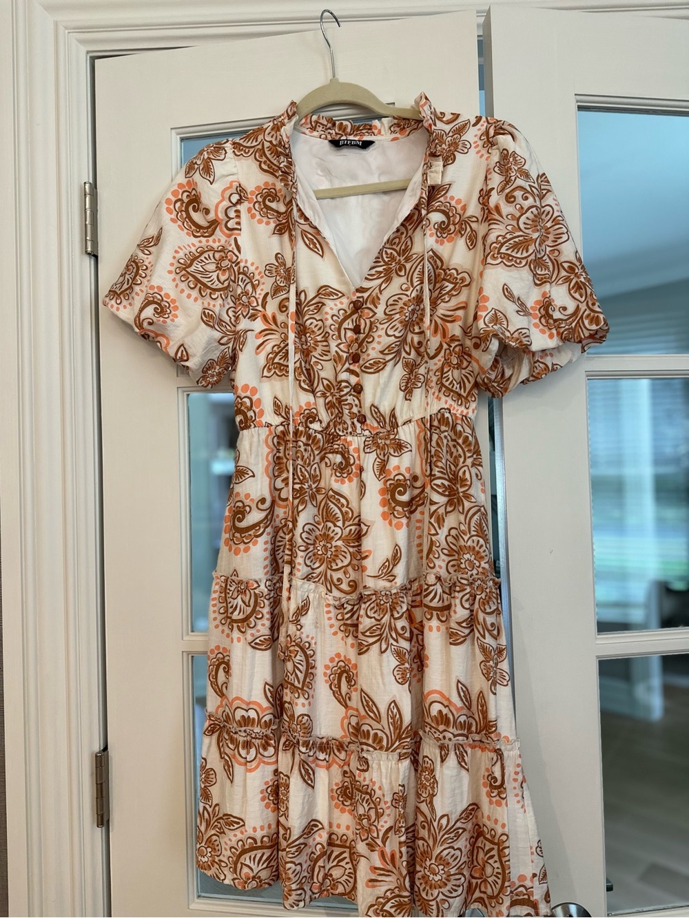 Women's Cream Floral Tiered Summer Dress